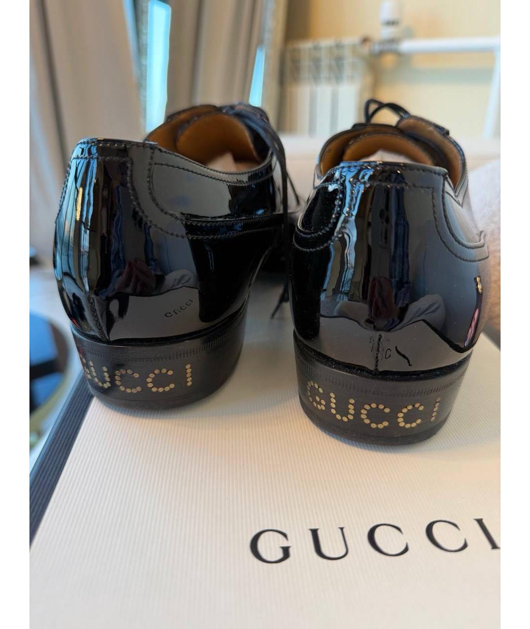 GUCCI Черные кожаные низкие ботинки, фото 3