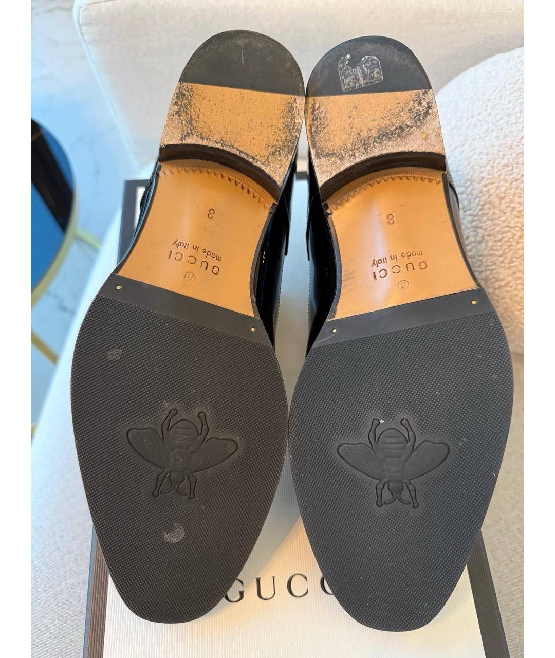 GUCCI Черные кожаные низкие ботинки, фото 4