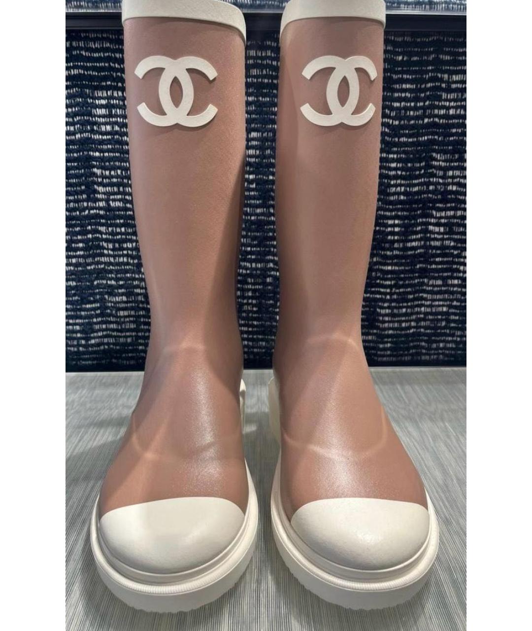 CHANEL Бежевые резиновые сапоги, фото 2