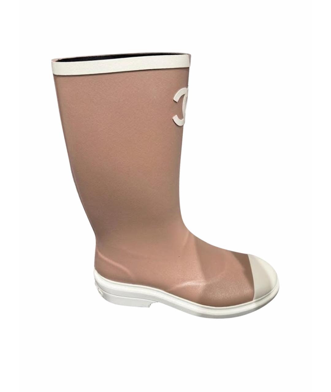 CHANEL Бежевые резиновые сапоги, фото 1