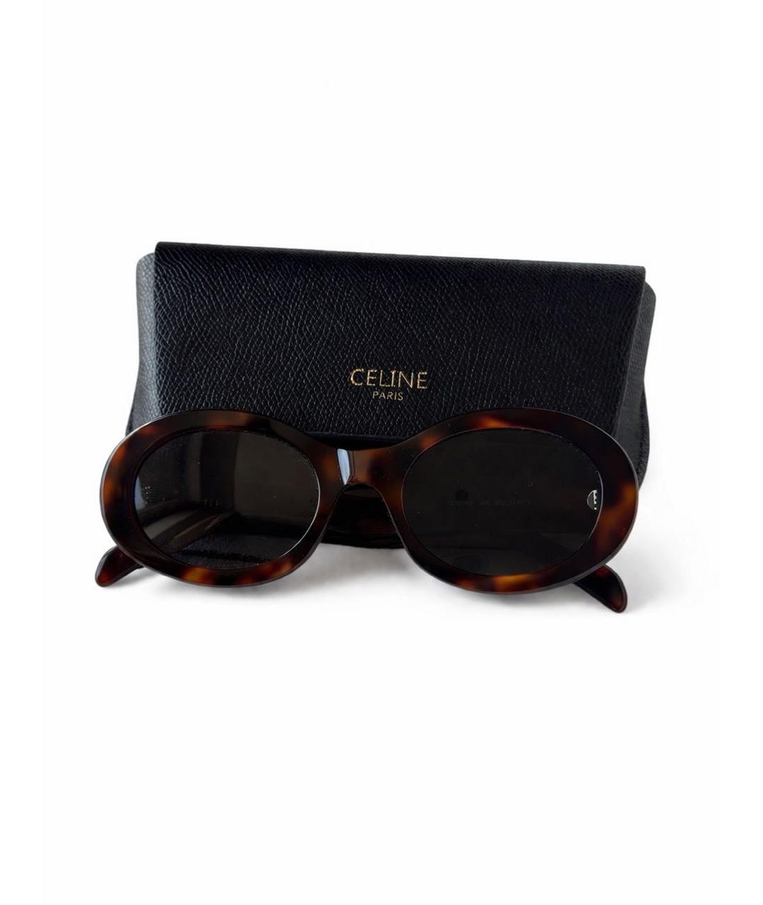 CELINE Коричневые пластиковые солнцезащитные очки, фото 4