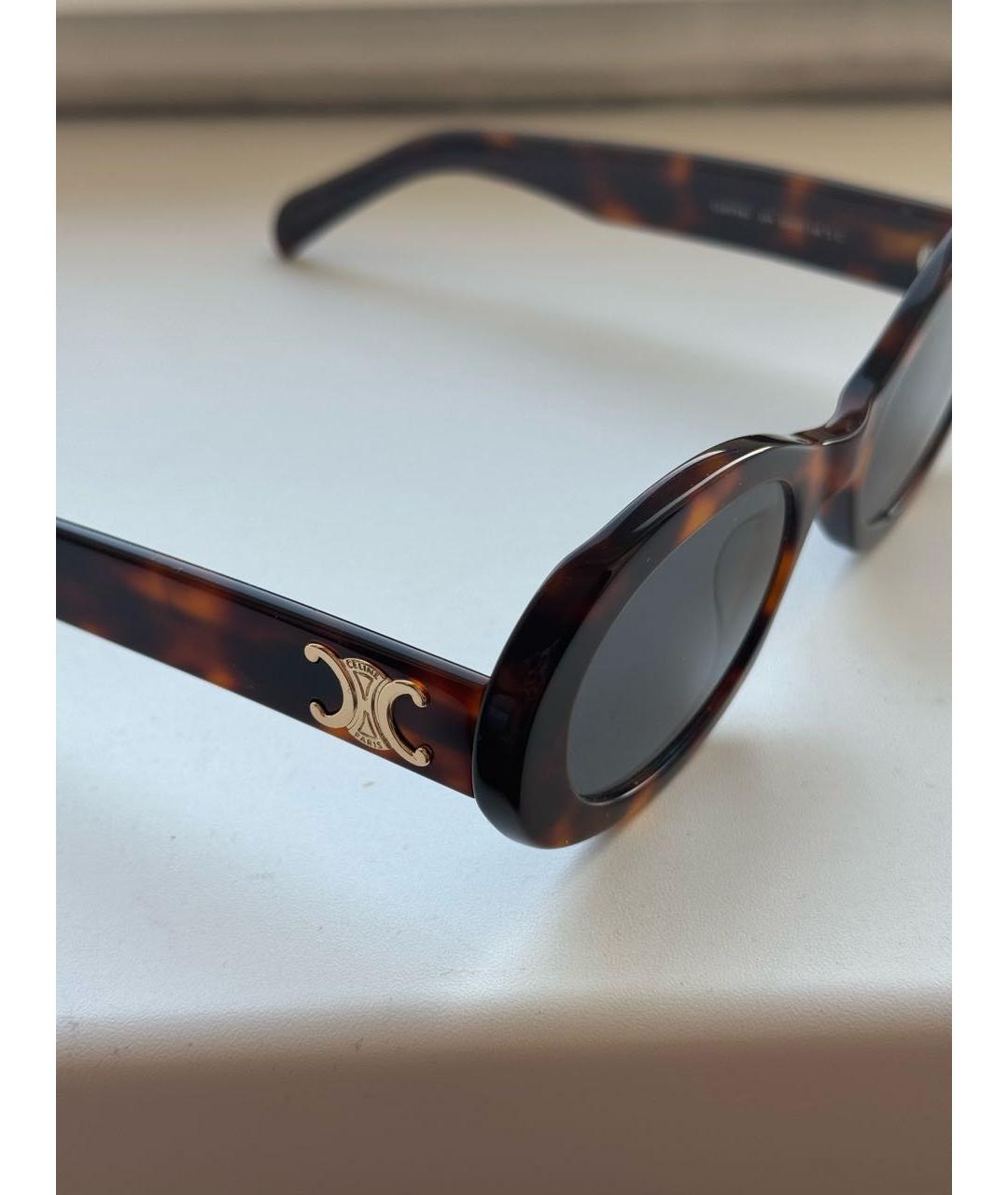 CELINE Коричневые пластиковые солнцезащитные очки, фото 3