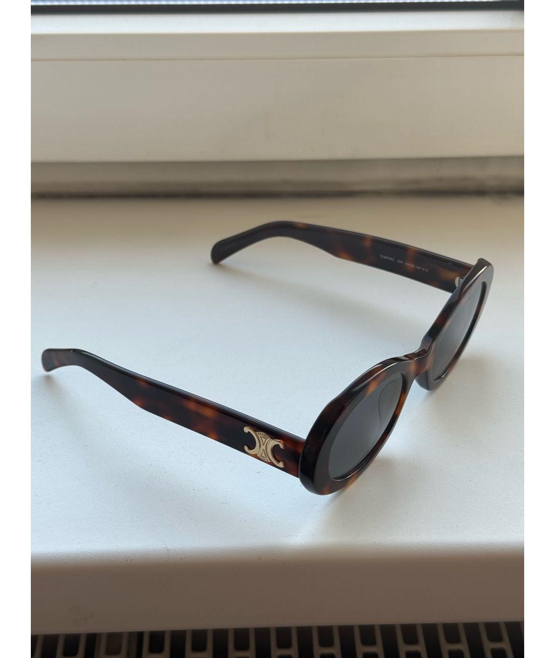 CELINE Коричневые пластиковые солнцезащитные очки, фото 2
