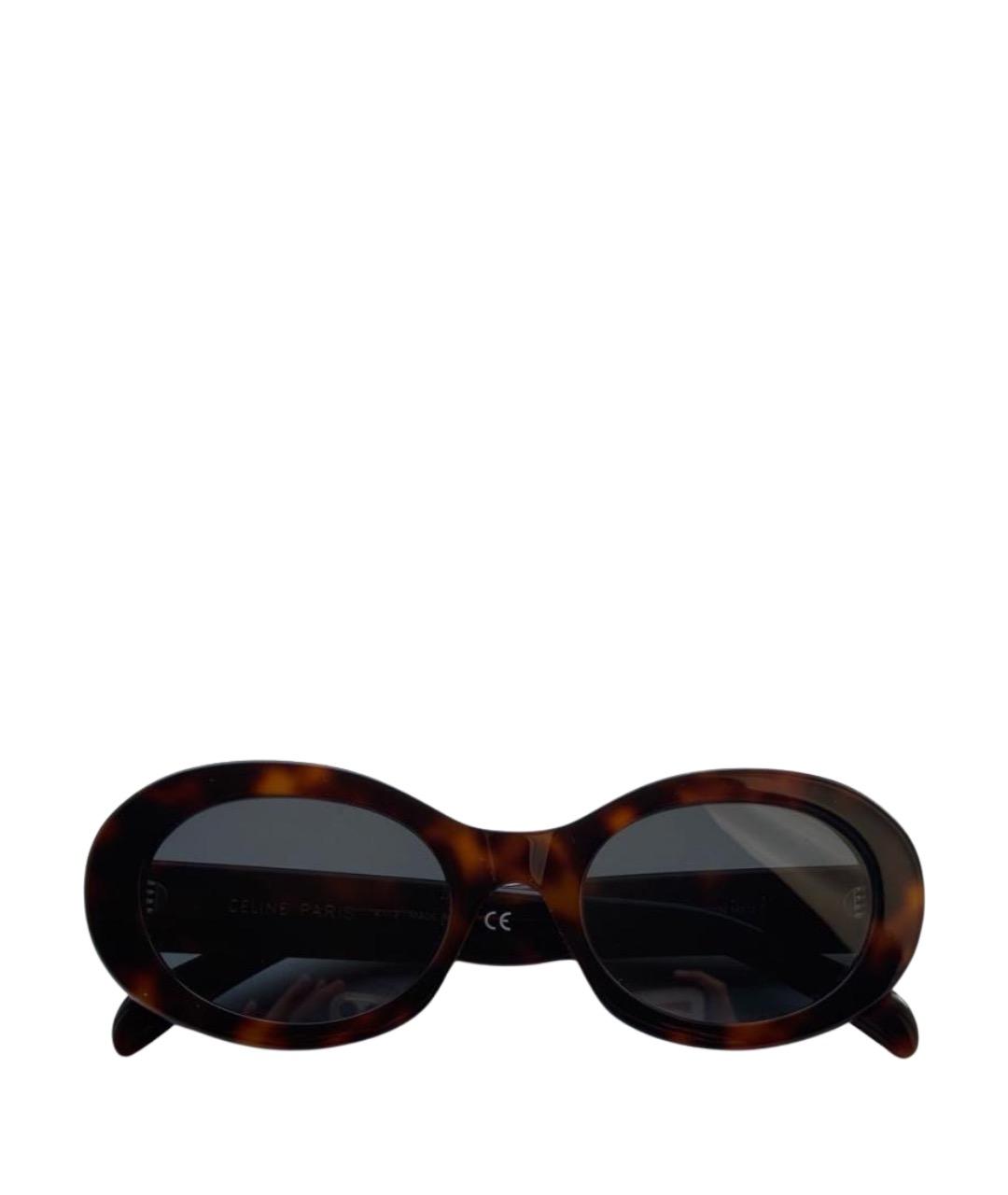 CELINE Коричневые пластиковые солнцезащитные очки, фото 1