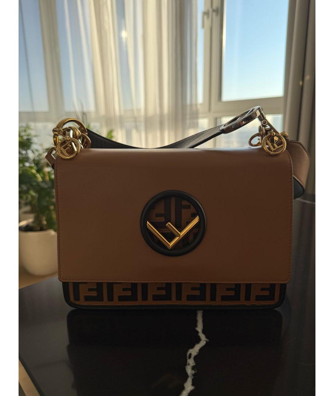 FENDI Коричневая кожаная сумка с короткими ручками, фото 8