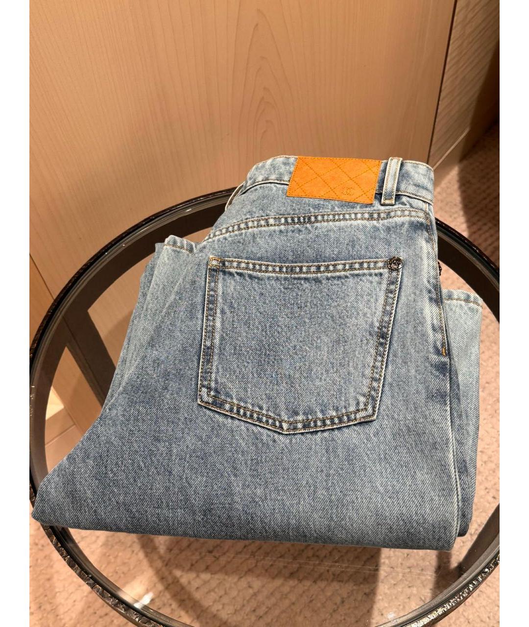 CHANEL Голубые хлопковые прямые джинсы, фото 4