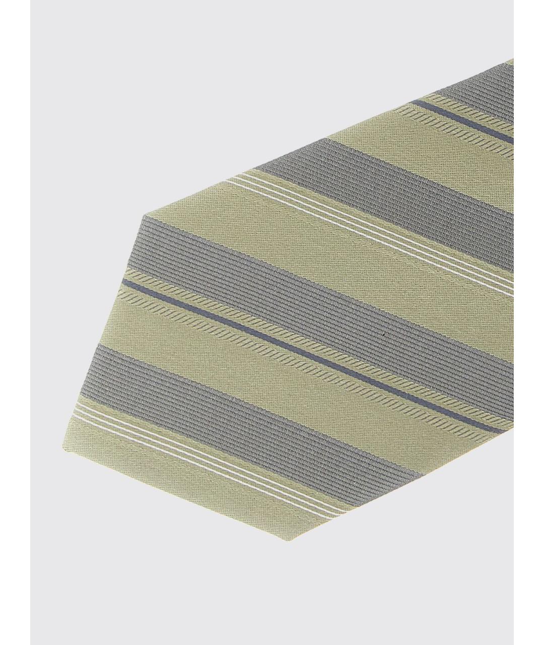 BRUNELLO CUCINELLI Хаки шелковый галстук, фото 3