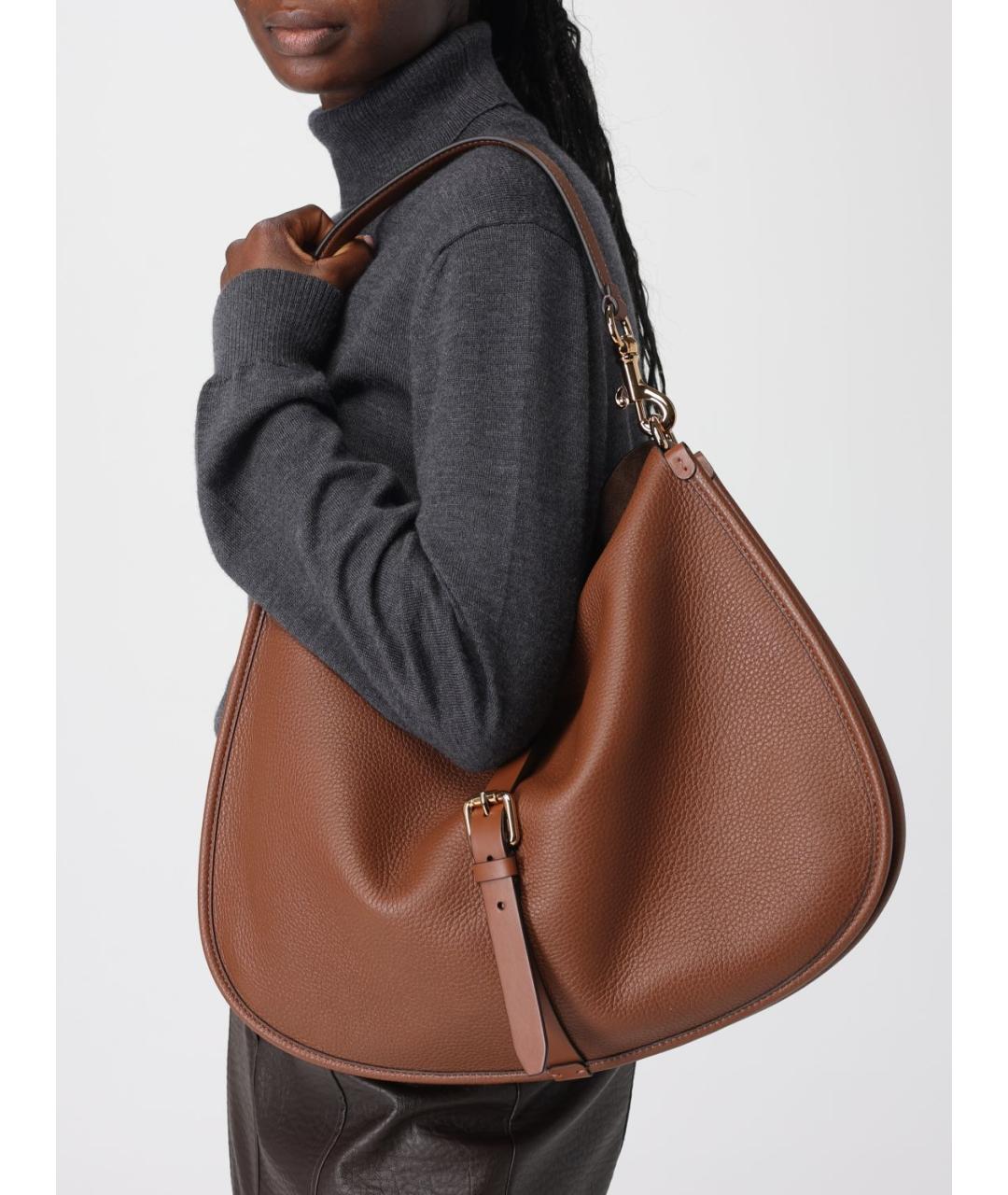 ETRO Коричневая кожаная сумка с короткими ручками, фото 2