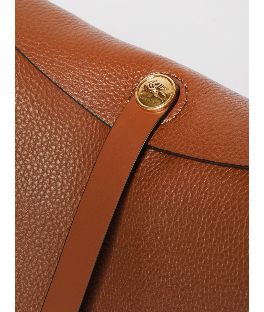 ETRO Коричневая кожаная сумка с короткими ручками, фото 4