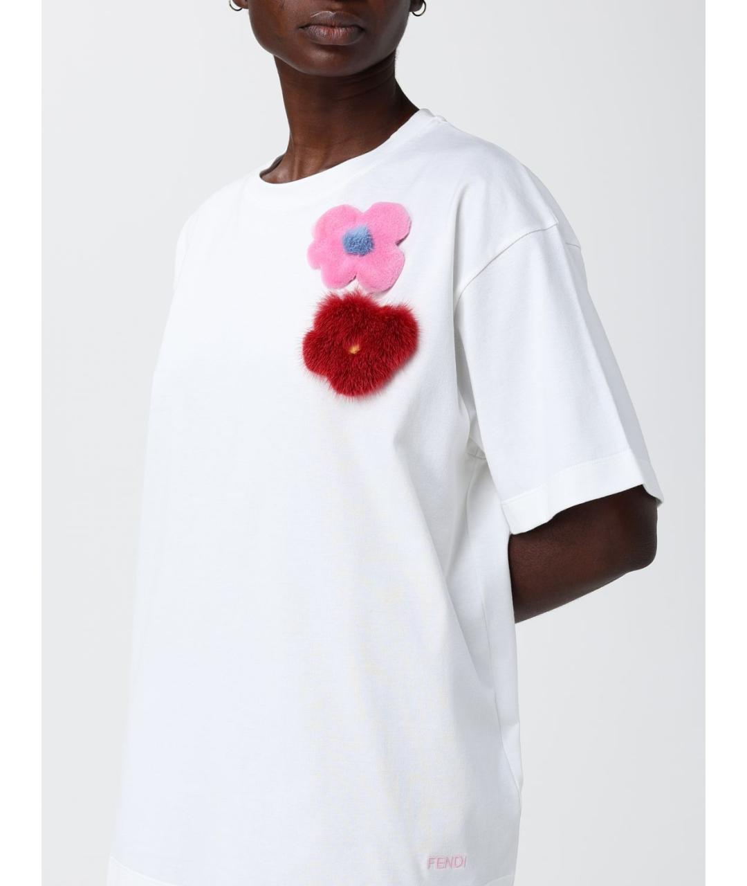 FENDI Белая хлопковая футболка, фото 5