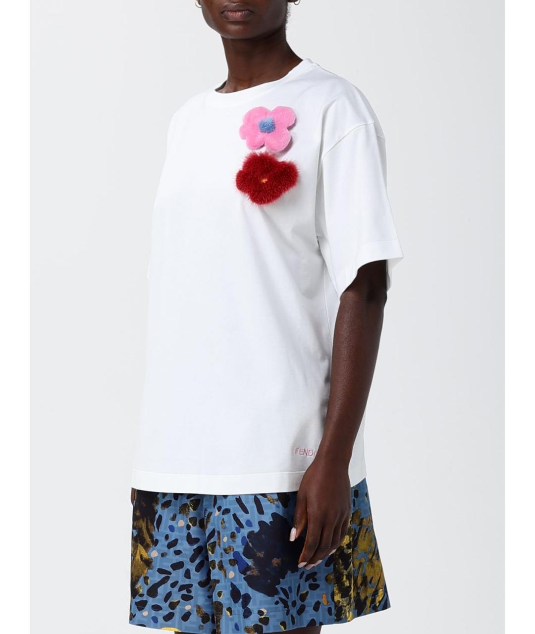FENDI Белая хлопковая футболка, фото 4