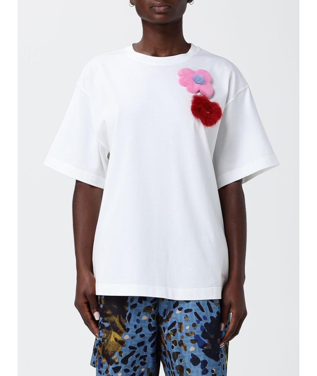 FENDI Белая хлопковая футболка, фото 6