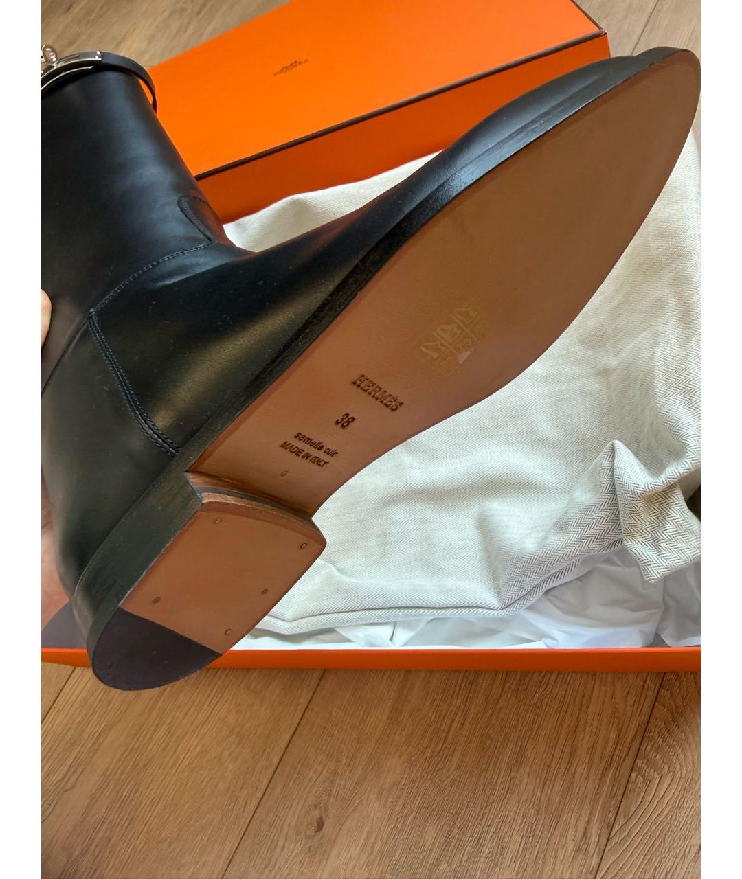 HERMES Черные кожаные сапоги, фото 8