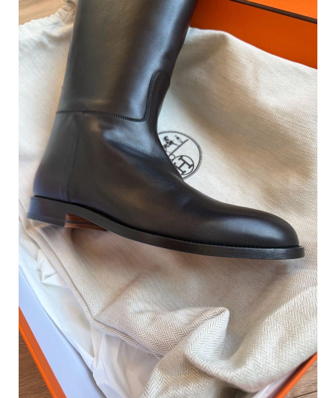 HERMES Черные кожаные сапоги, фото 3