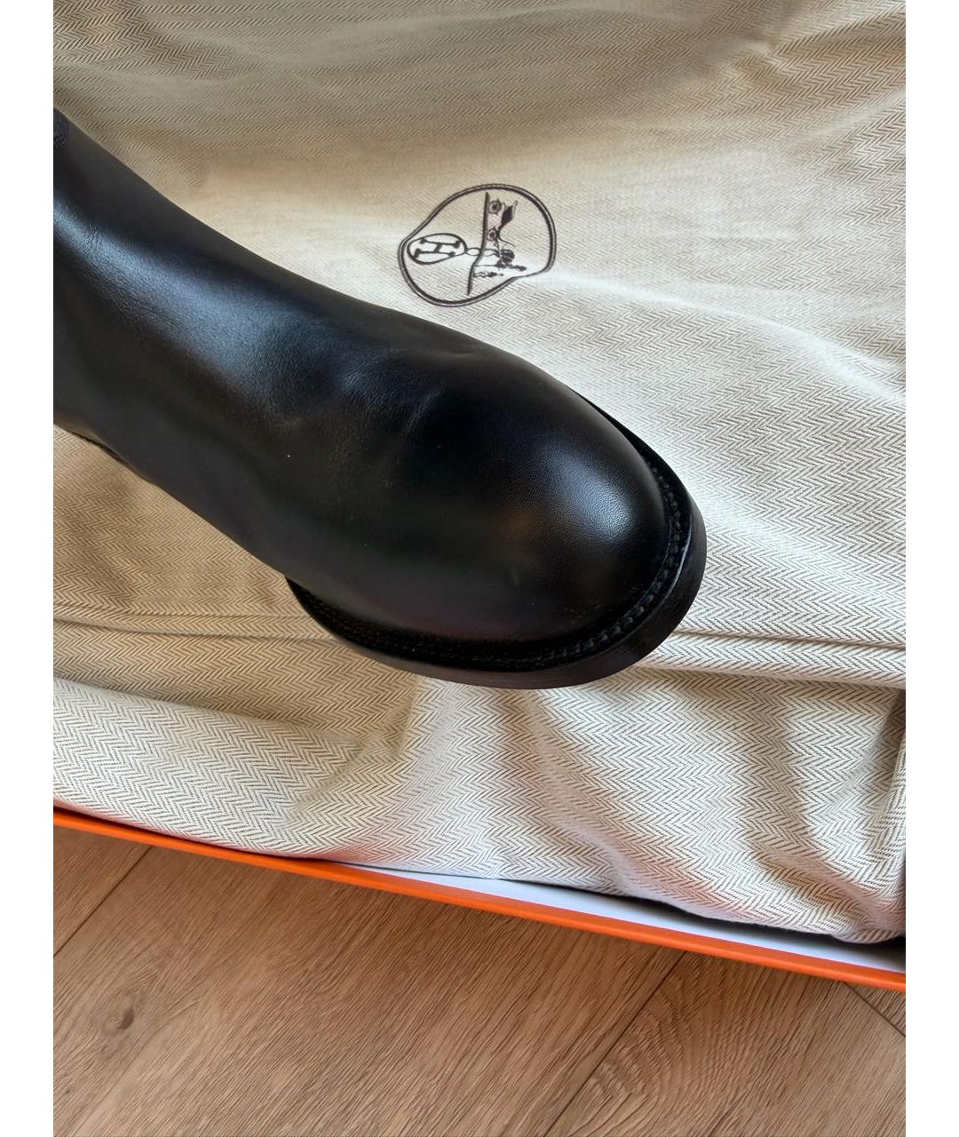 HERMES Черные кожаные сапоги, фото 5