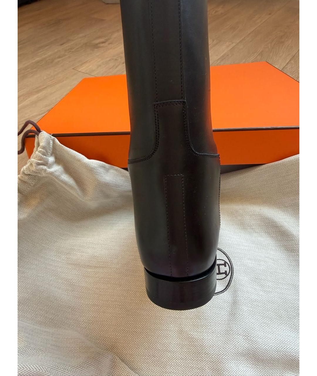 HERMES Черные кожаные сапоги, фото 4