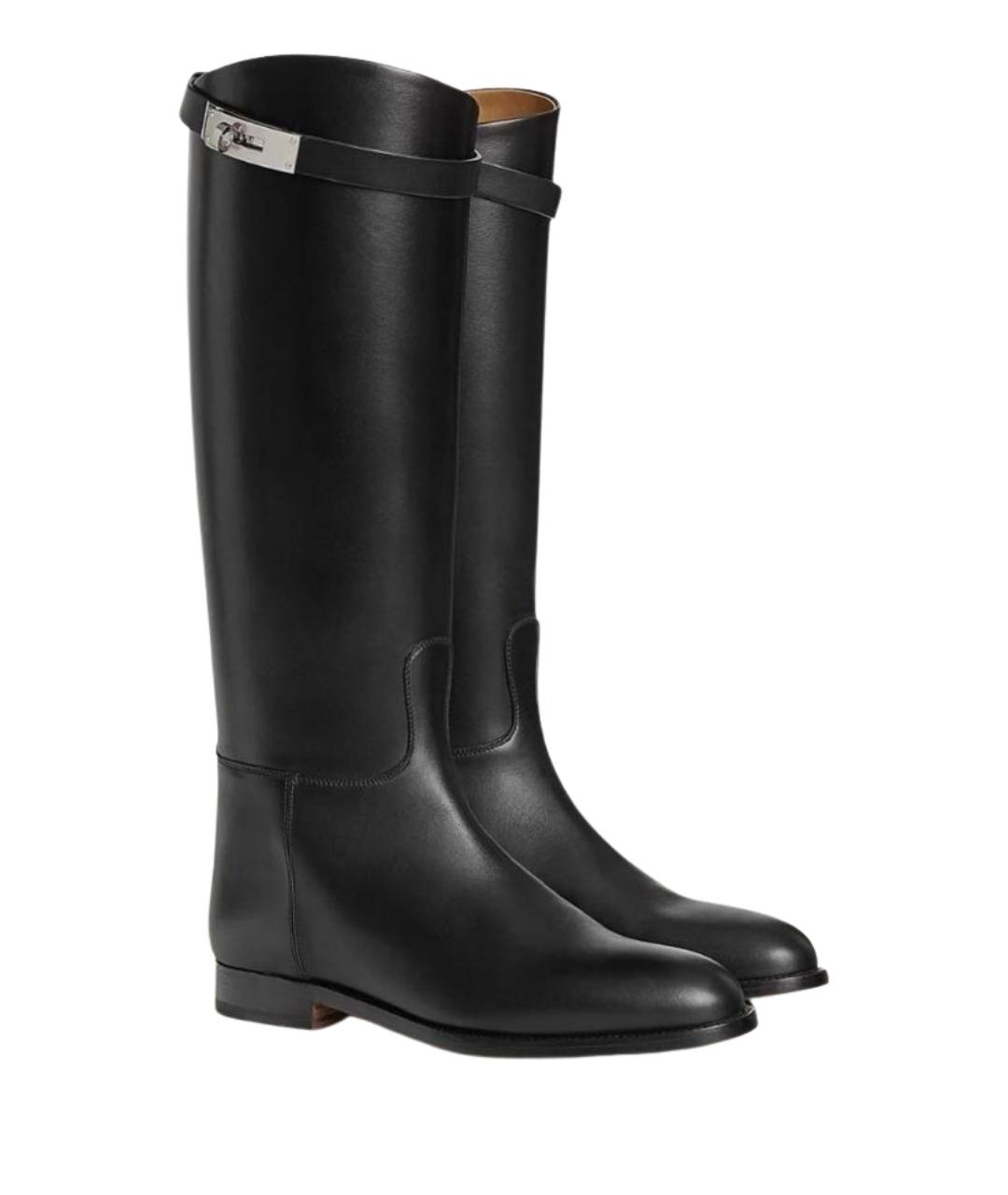 HERMES Черные кожаные сапоги, фото 1