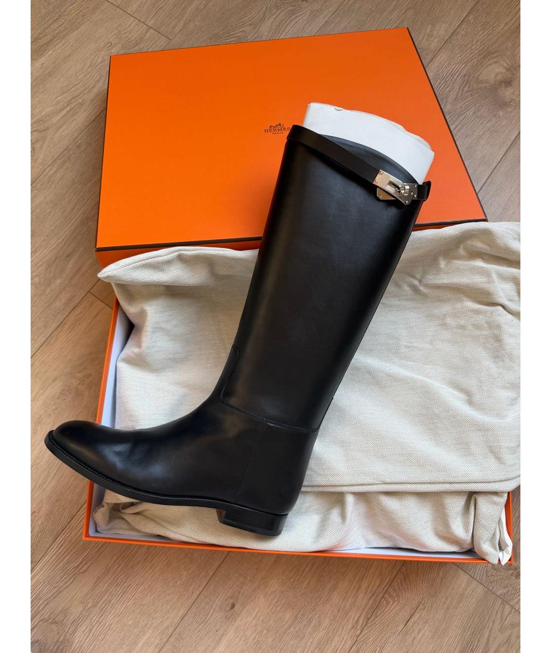 HERMES Черные кожаные сапоги, фото 6