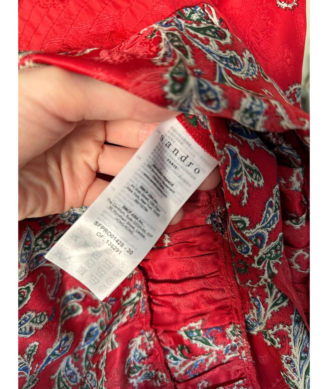 SANDRO Красное вискозное коктейльное платье, фото 4