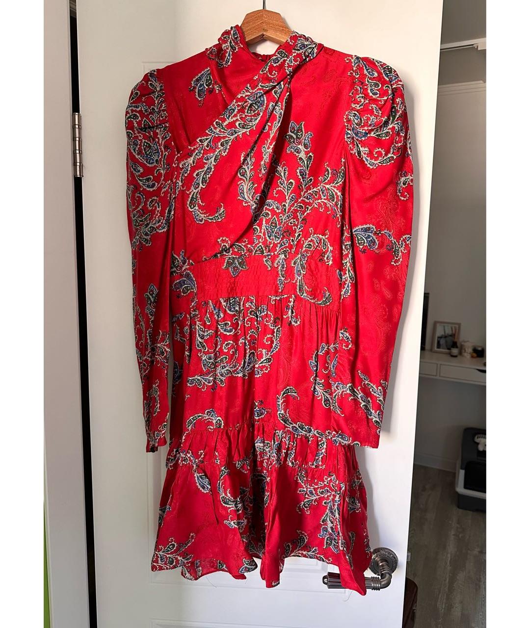 SANDRO Красное вискозное коктейльное платье, фото 6