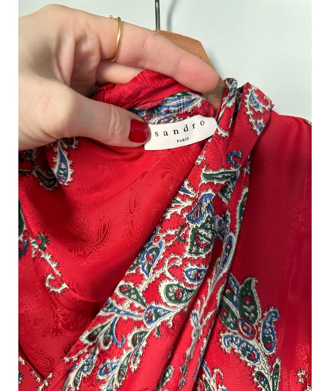 SANDRO Красное вискозное коктейльное платье, фото 3