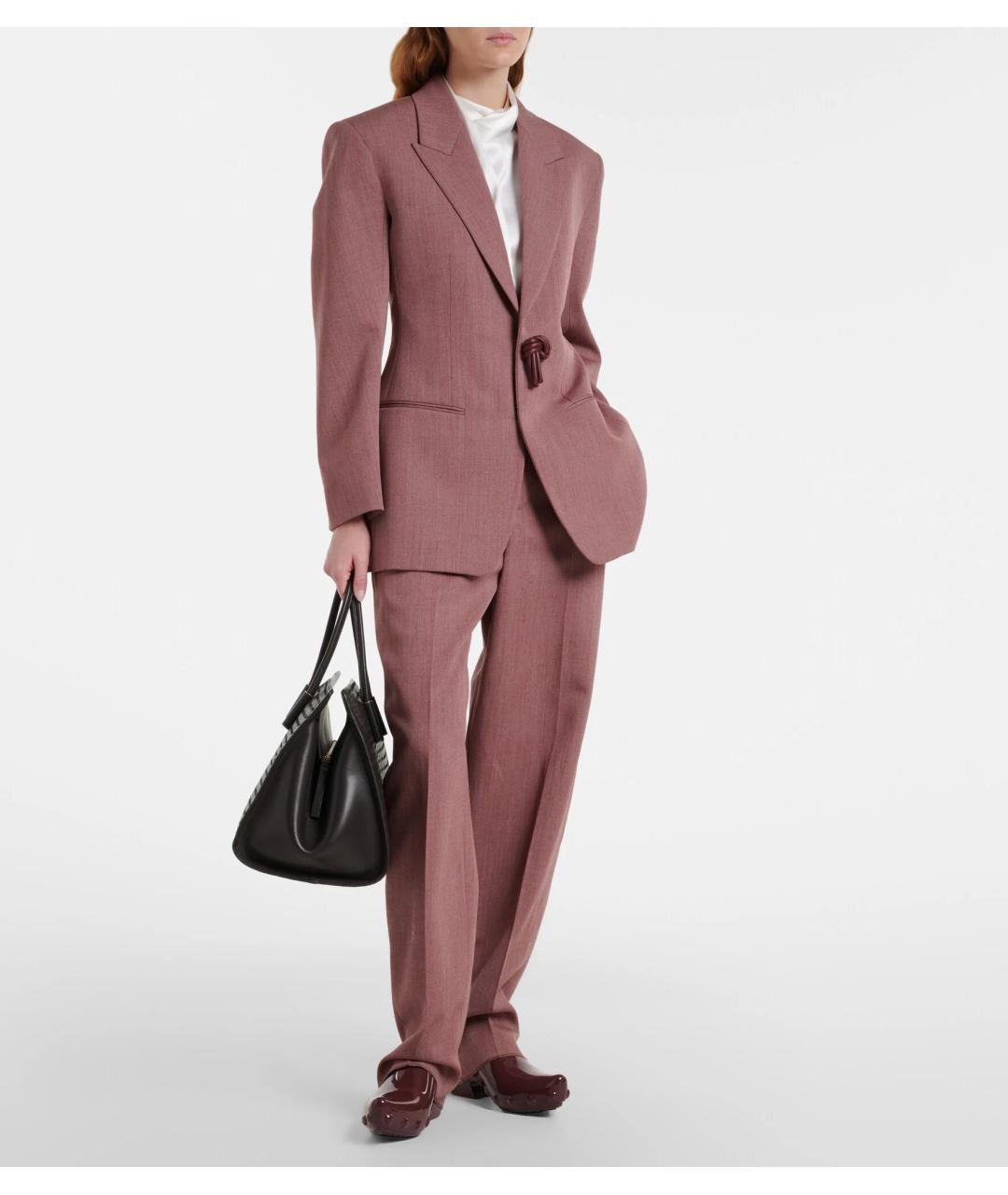 BOTTEGA VENETA Розовые вискозные прямые брюки, фото 2