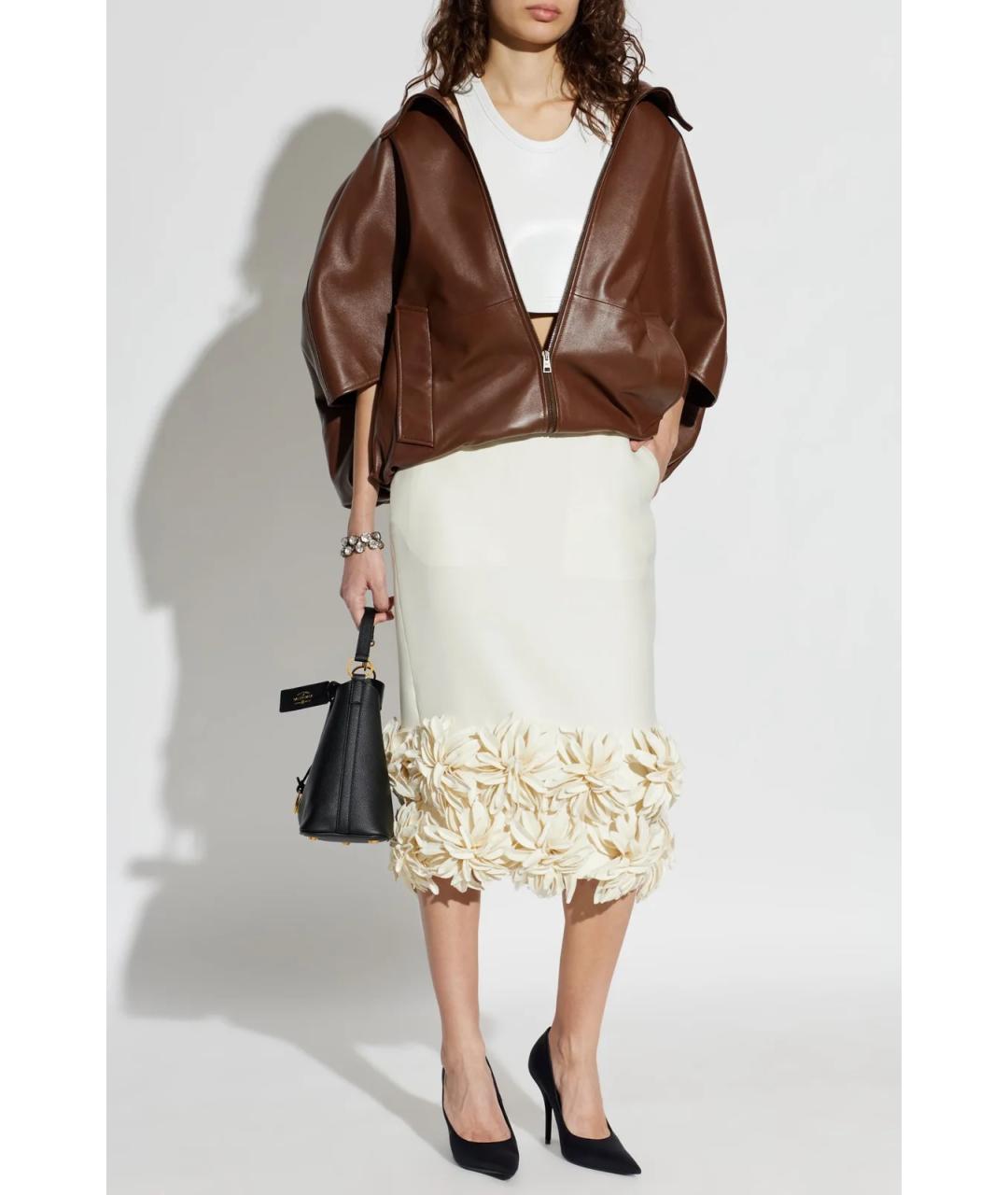 BALENCIAGA Белая шерстяная юбка миди, фото 3