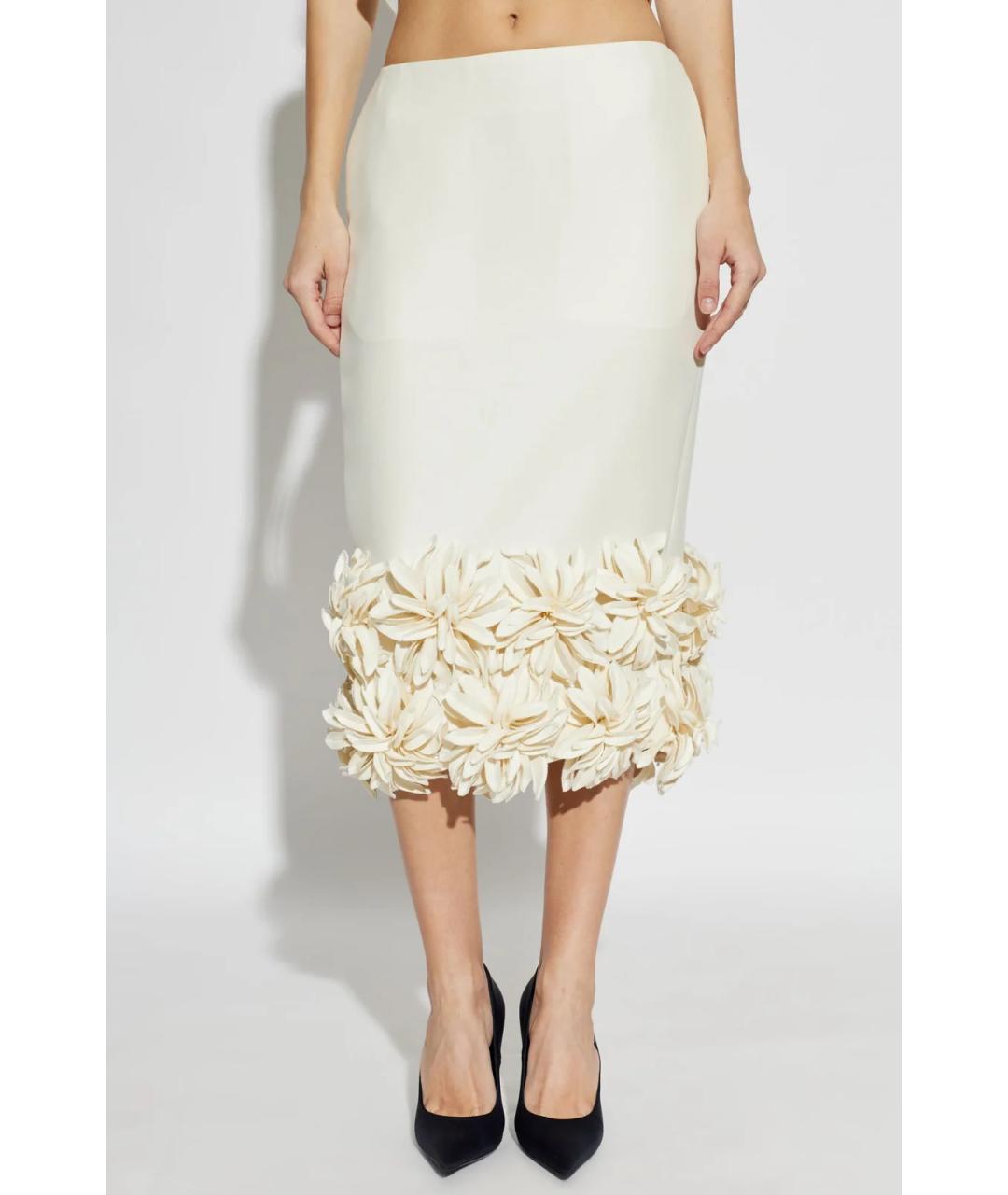 BALENCIAGA Белая шерстяная юбка миди, фото 2