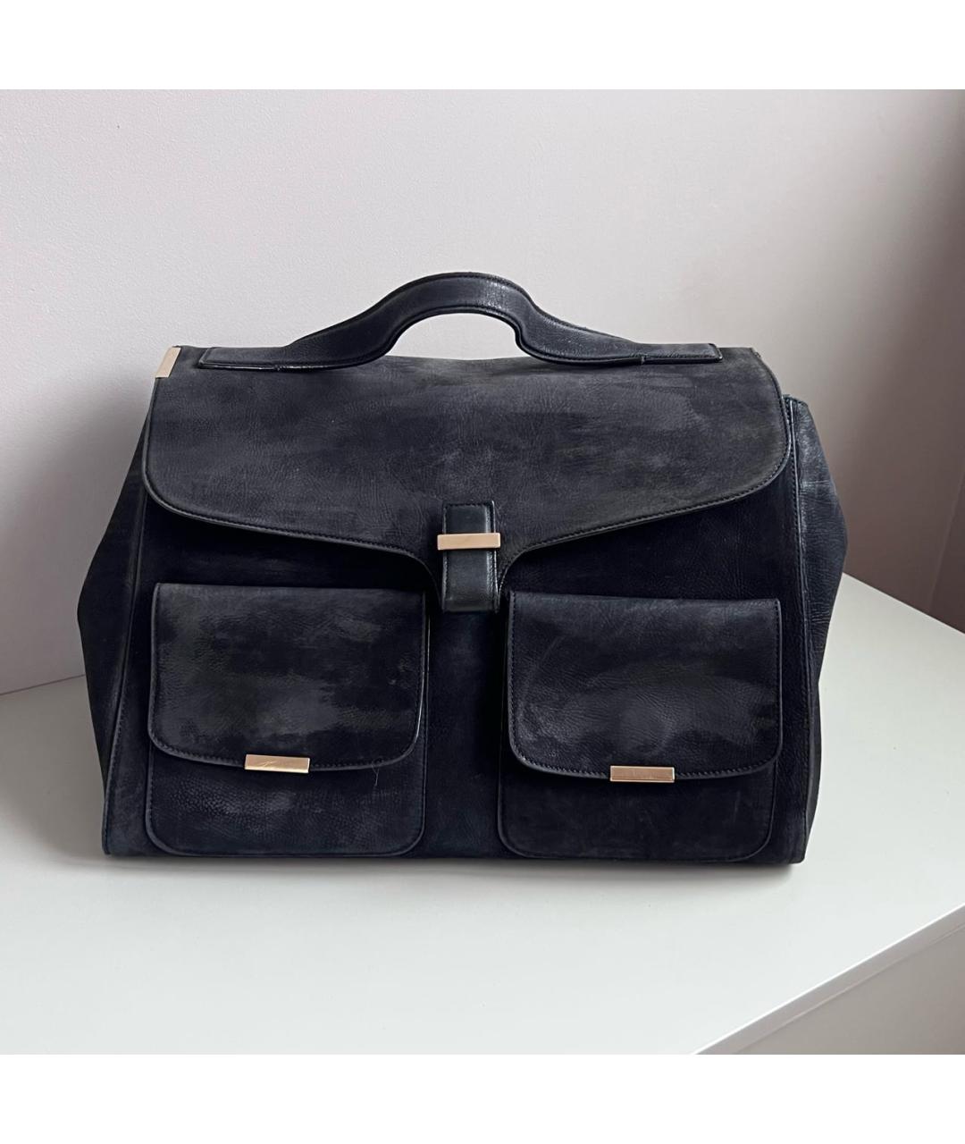 VICTORIA BECKHAM Антрацитовая кожаная сумка тоут, фото 9