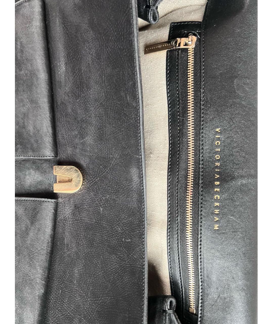 VICTORIA BECKHAM Антрацитовая кожаная сумка тоут, фото 5