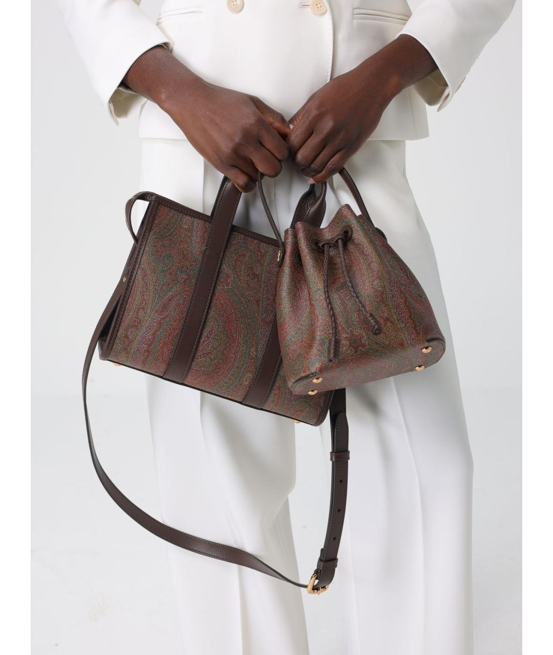 ETRO Коричневая хлопковая сумка с короткими ручками, фото 2