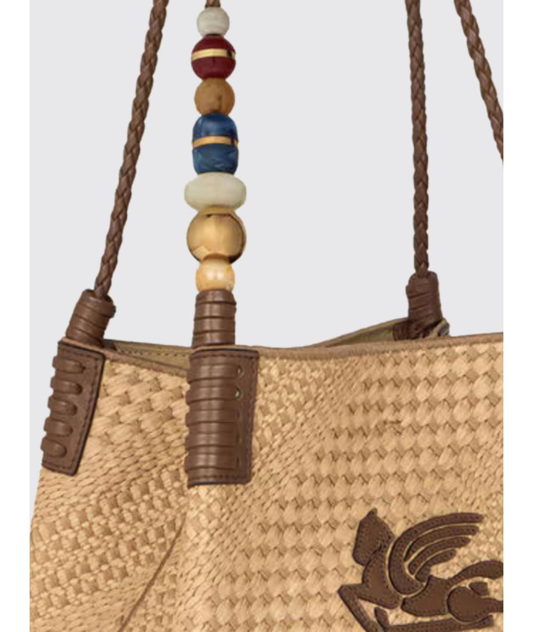 ETRO Бежевая пелетеная сумка тоут, фото 4