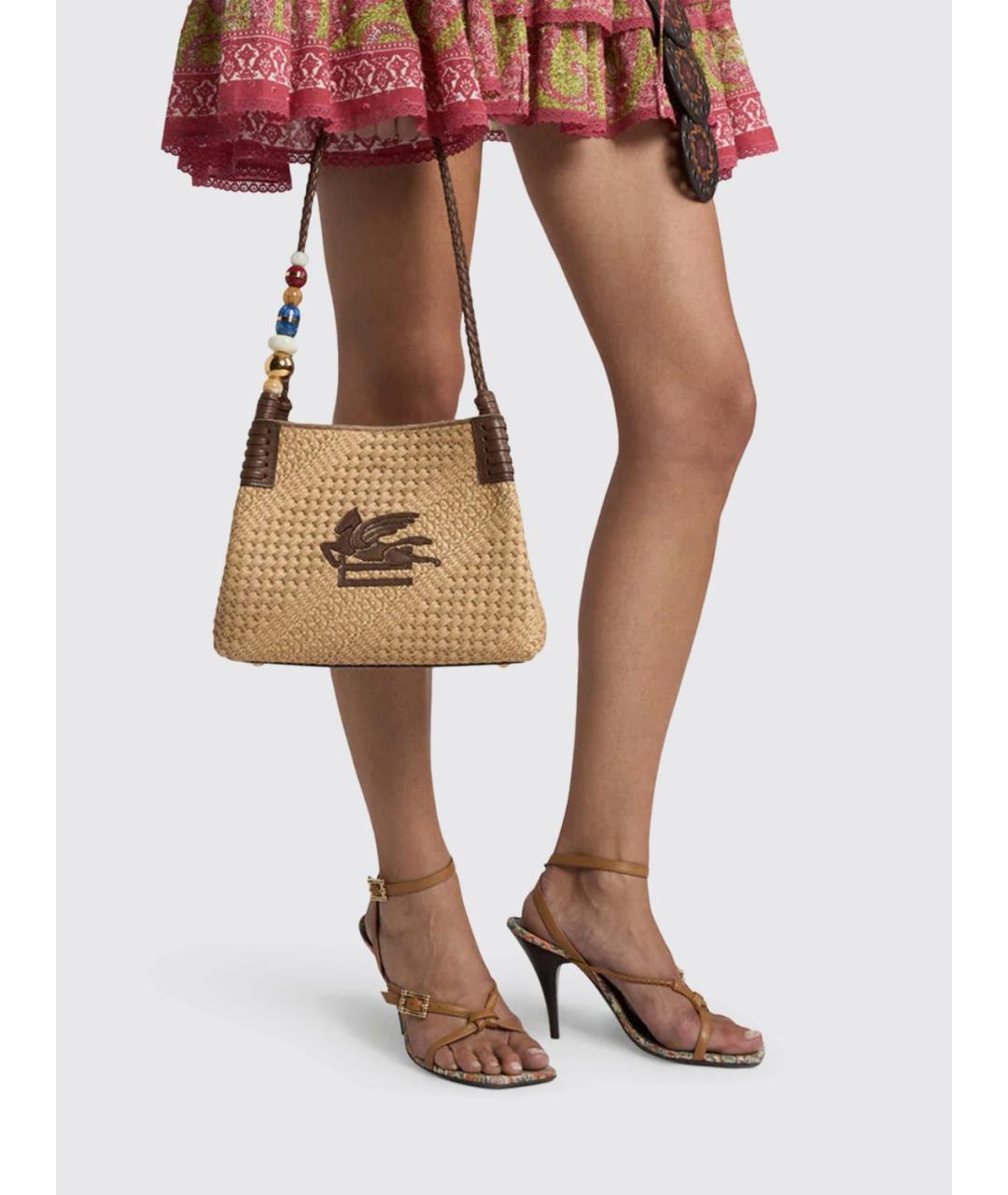 ETRO Бежевая пелетеная сумка тоут, фото 2