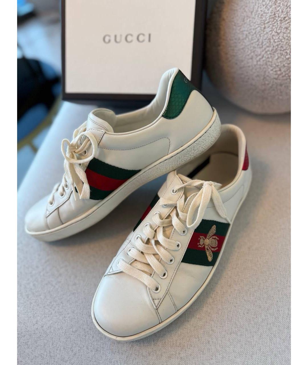 GUCCI Белые низкие кроссовки / кеды, фото 7