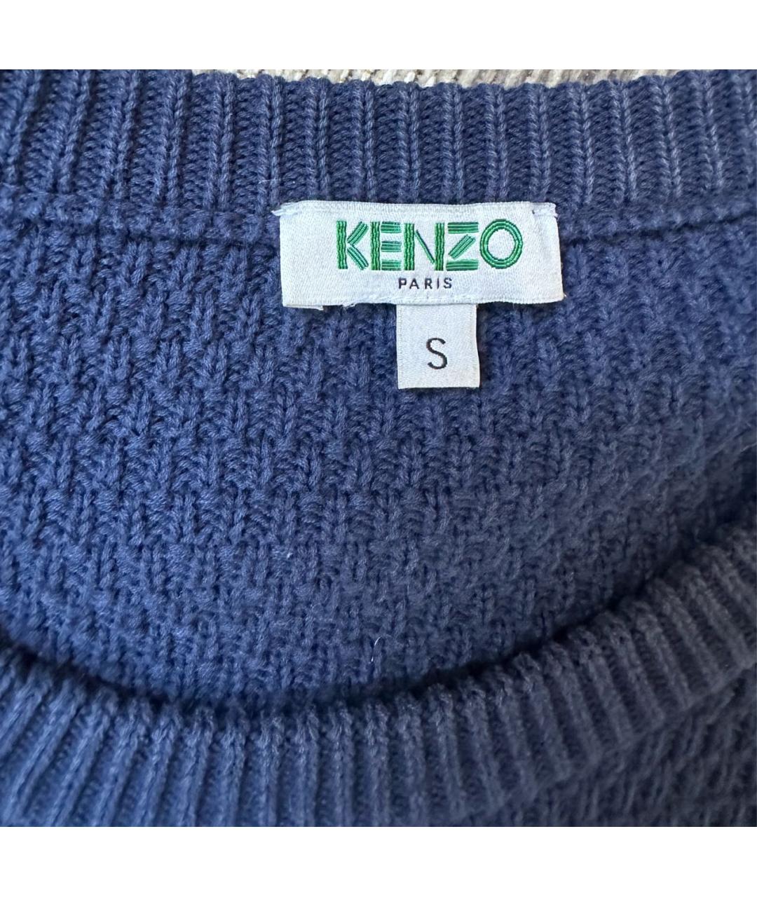 KENZO Синий хлопко-эластановый джемпер / свитер, фото 4