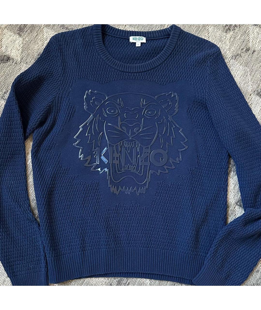 KENZO Синий хлопко-эластановый джемпер / свитер, фото 7