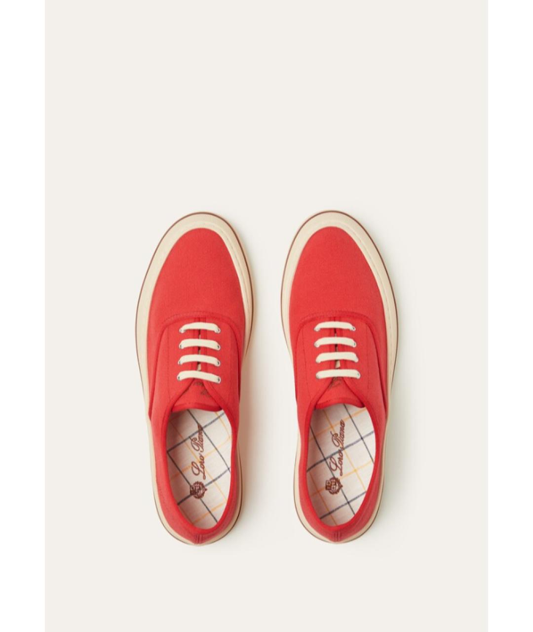 LORO PIANA Красные текстильные кеды, фото 4