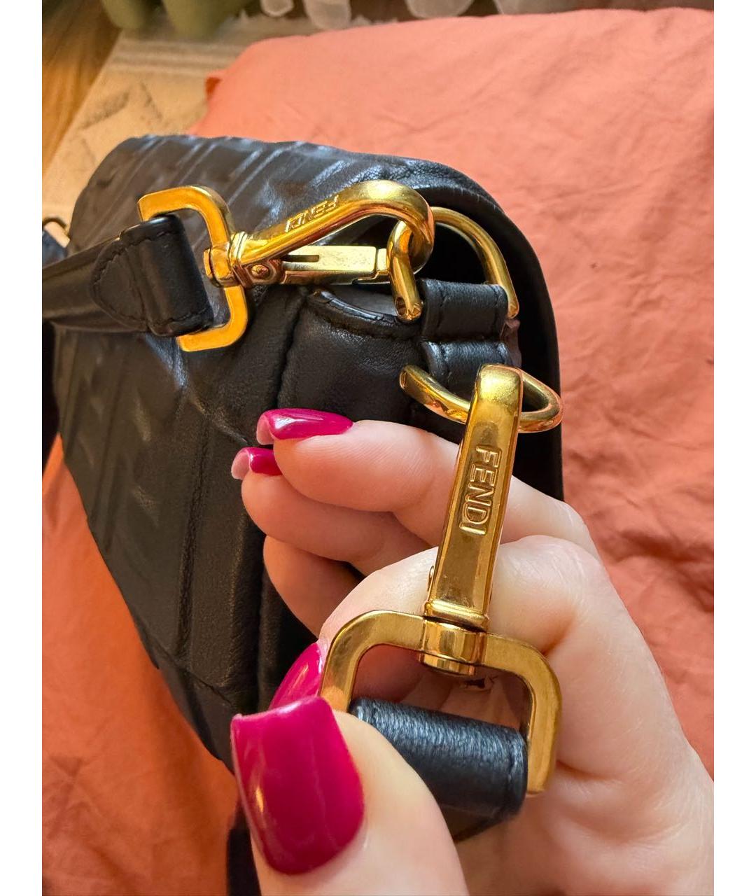 FENDI Черная кожаная сумка через плечо, фото 8