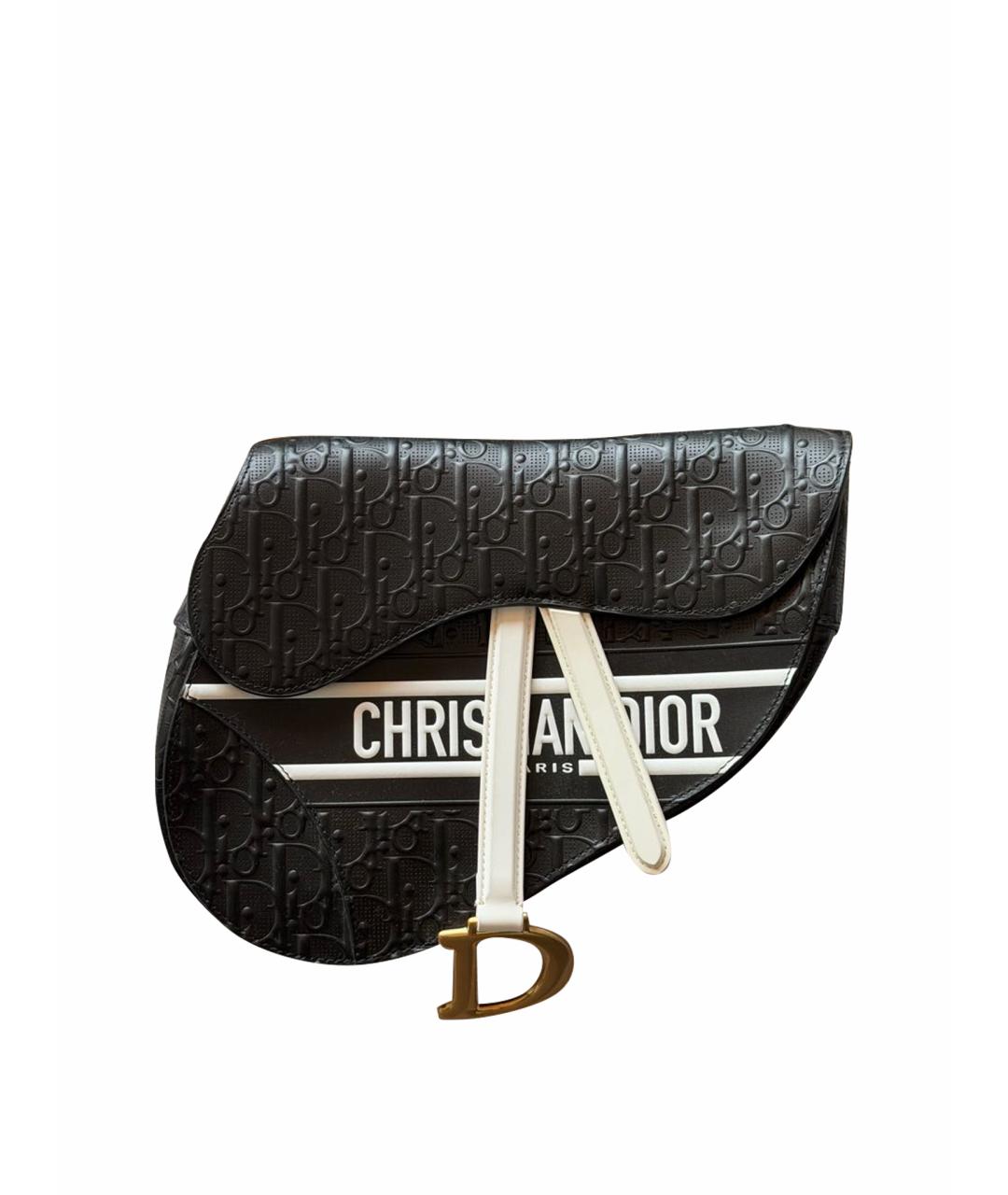 CHRISTIAN DIOR Черная кожаная сумка через плечо, фото 1