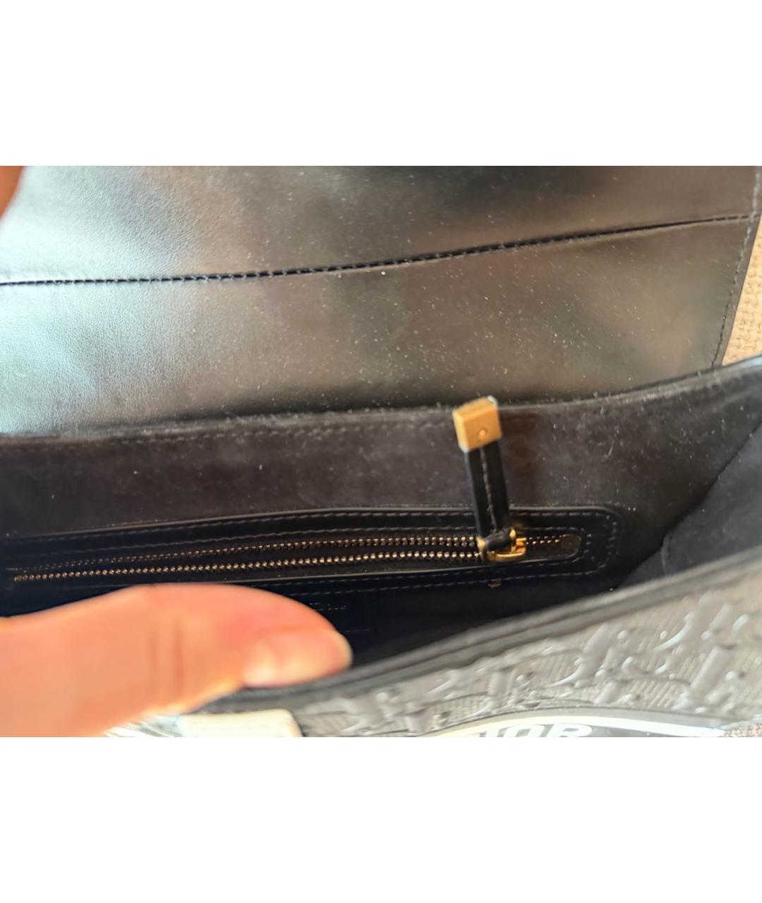 CHRISTIAN DIOR Черная кожаная сумка через плечо, фото 4