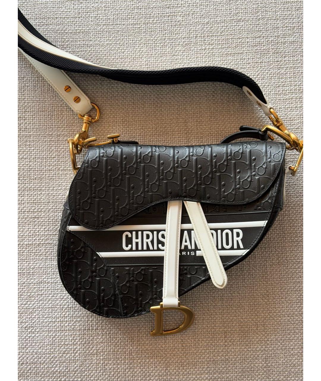 CHRISTIAN DIOR Черная кожаная сумка через плечо, фото 7