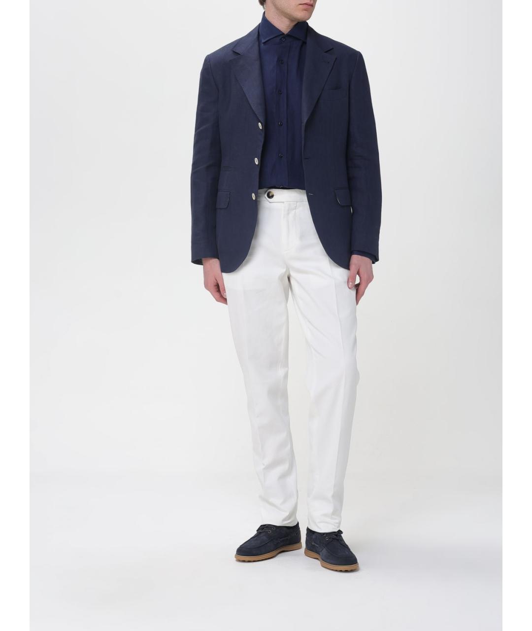 BRUNELLO CUCINELLI Синяя льняная кэжуал рубашка, фото 2