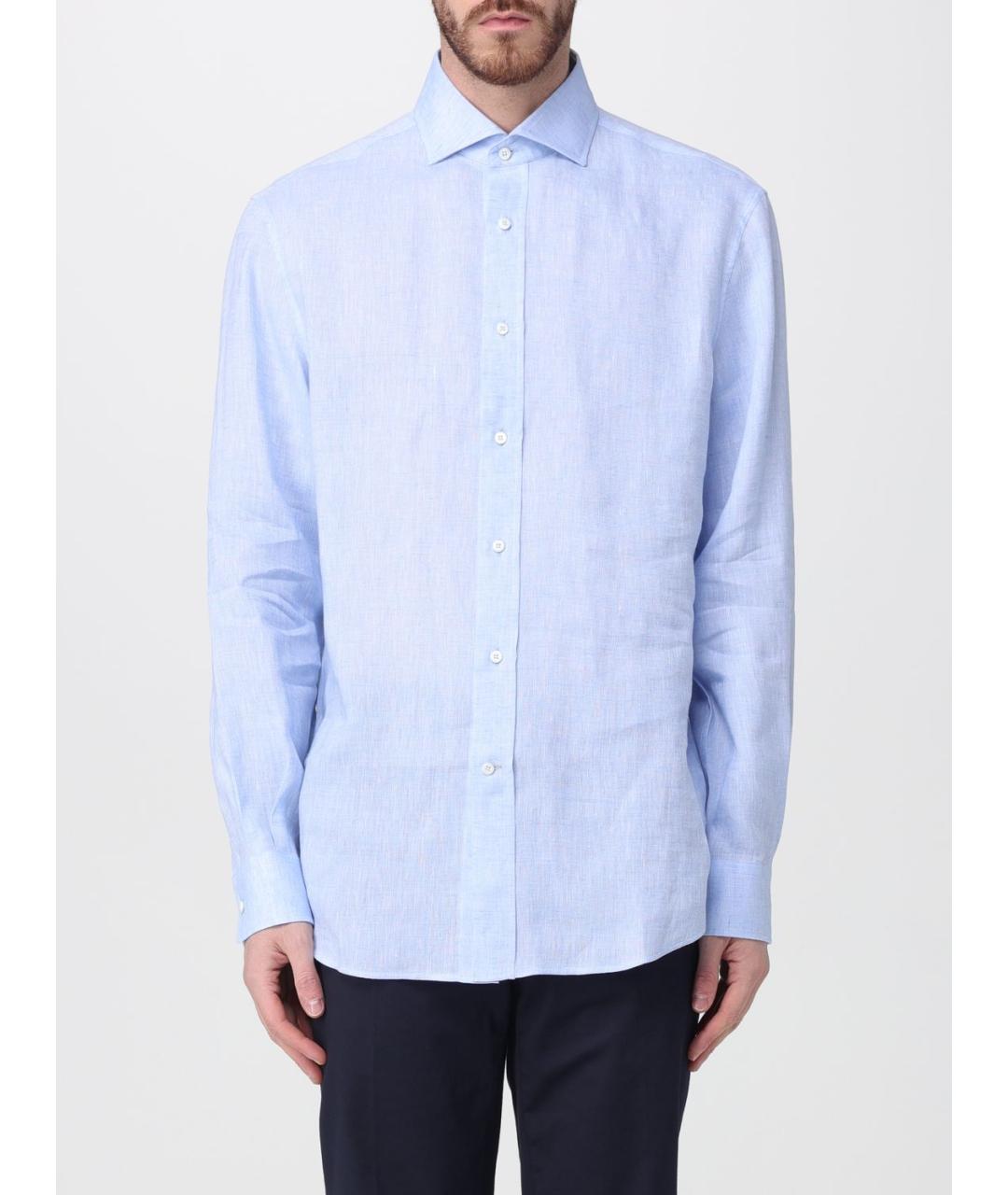 BRUNELLO CUCINELLI Голубая льняная кэжуал рубашка, фото 6