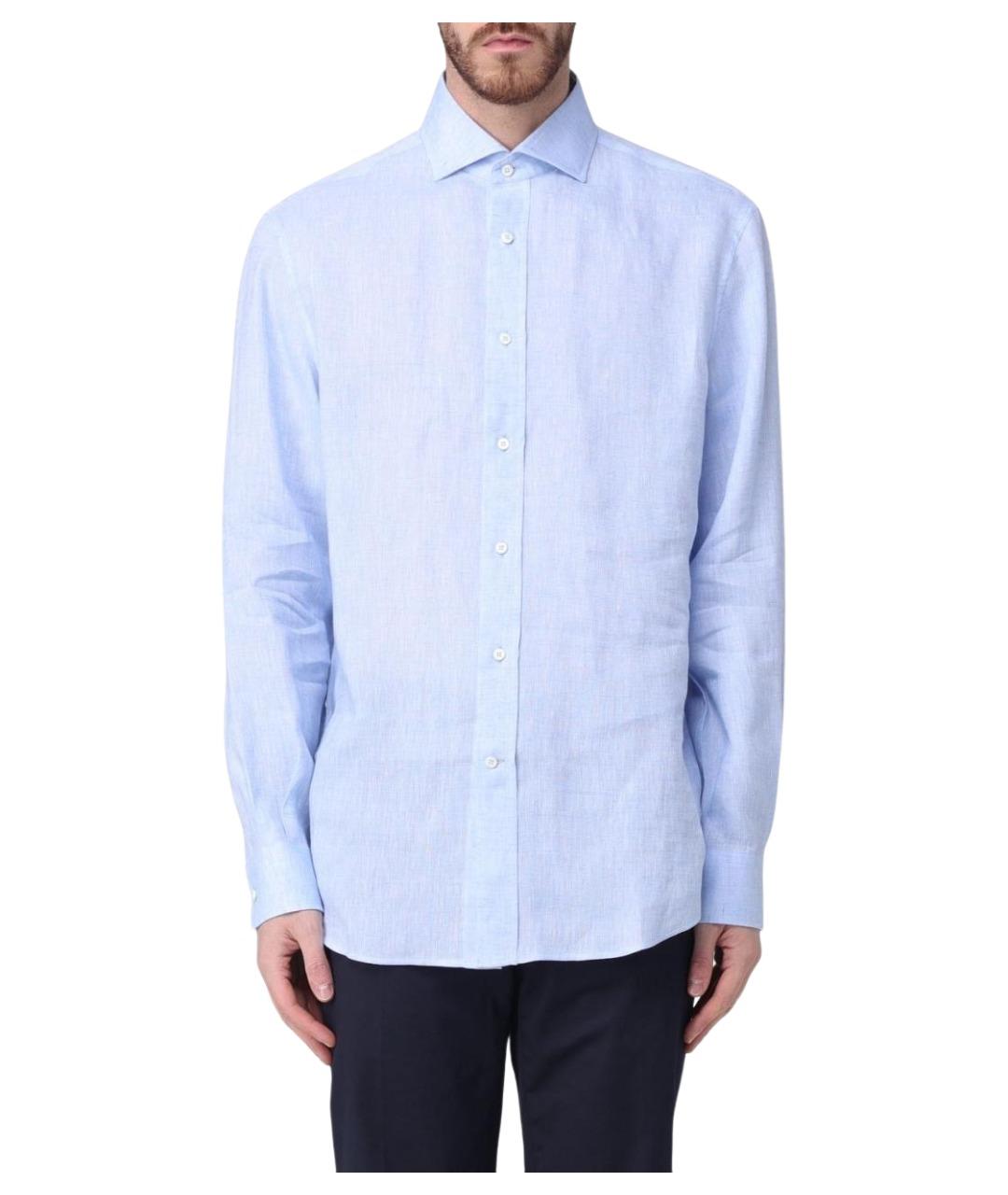 BRUNELLO CUCINELLI Голубая льняная кэжуал рубашка, фото 1