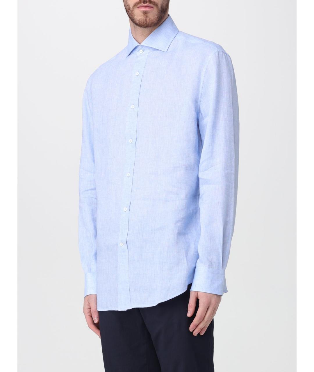 BRUNELLO CUCINELLI Голубая льняная кэжуал рубашка, фото 4