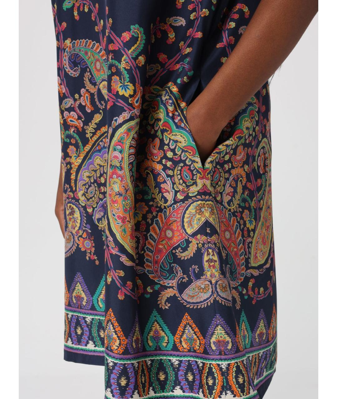 ETRO Синее шелковое повседневное платье, фото 4