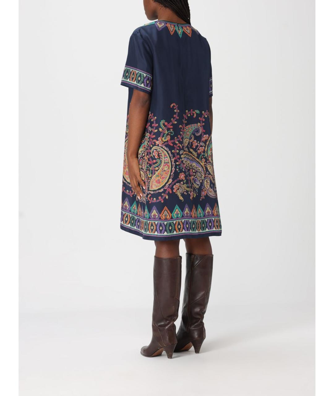 ETRO Синее шелковое повседневное платье, фото 2