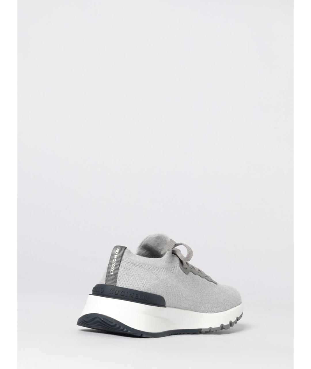 BRUNELLO CUCINELLI Серые текстильные низкие кроссовки / кеды, фото 3