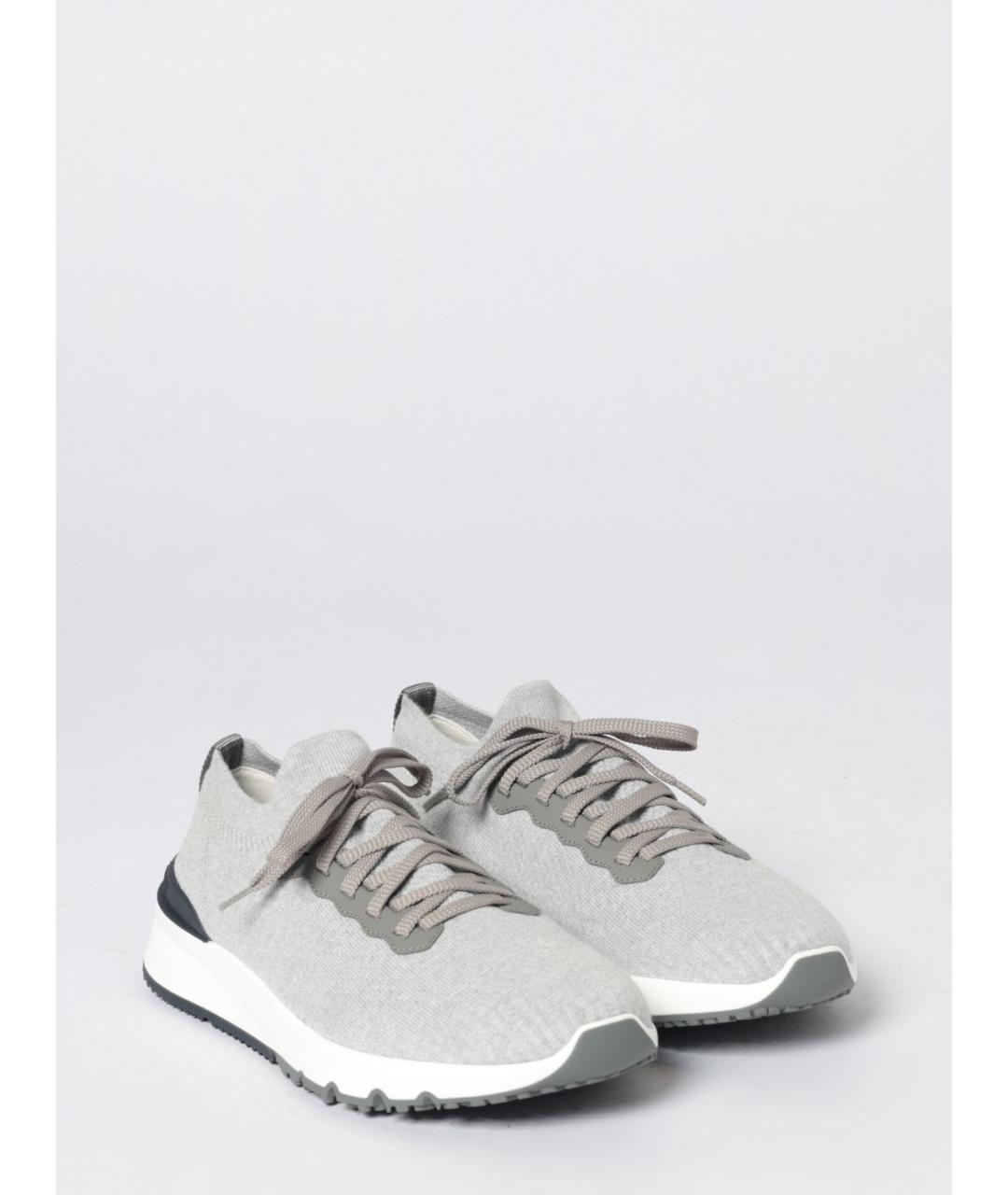 BRUNELLO CUCINELLI Серые текстильные низкие кроссовки / кеды, фото 2