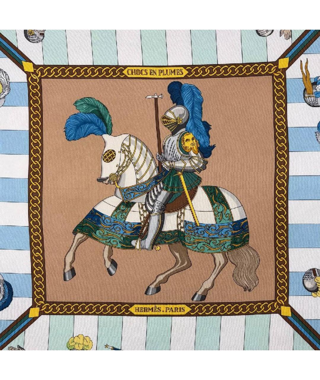 HERMES Коричневый шелковый платок, фото 2